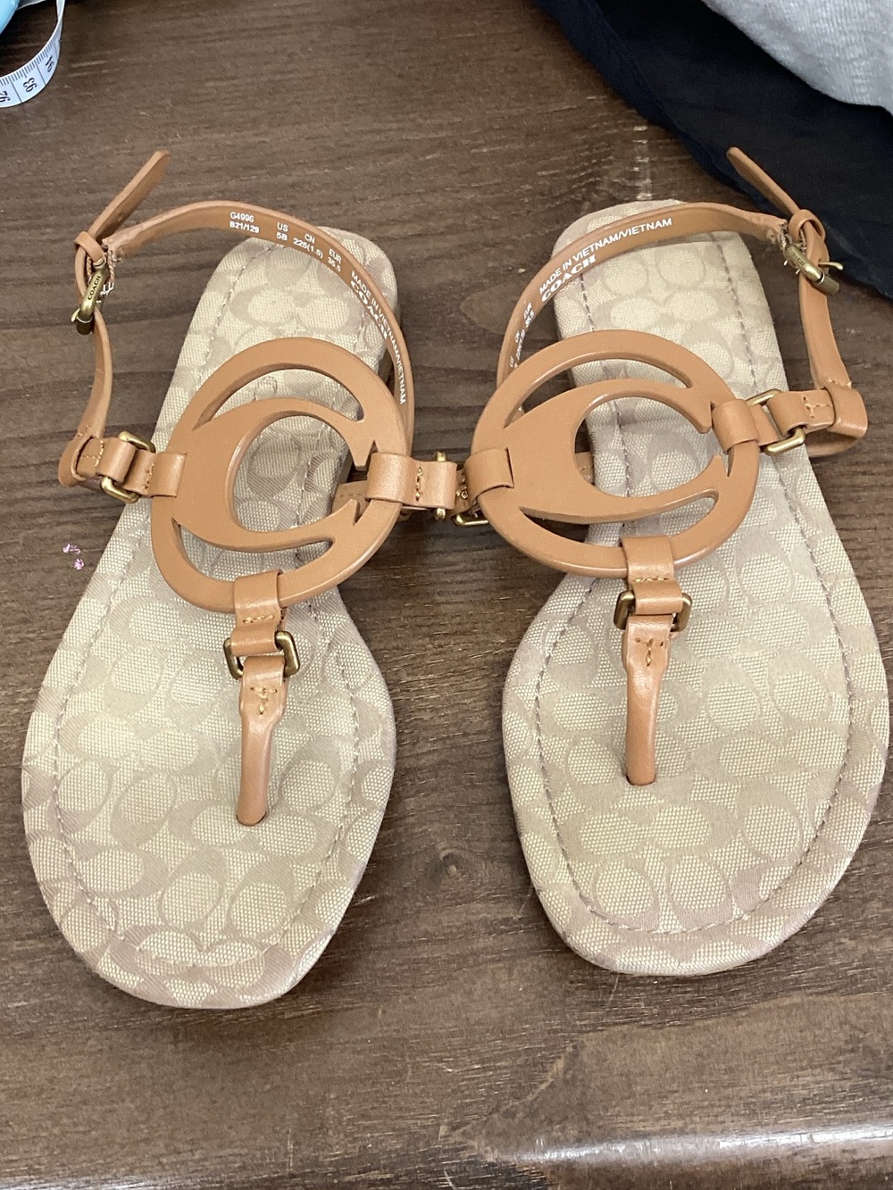Coach Jeri Logo Leather Sandals.